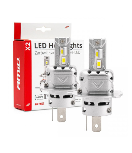 AMIO H4 X2 SERIES ΛΑΜΠΕΣ LED 10-16V 72W 6.500K 7920LM CANBUS (ΑΝΕΜΙΣΤΗΡΑΚΙ) 2ΤΕΜ.