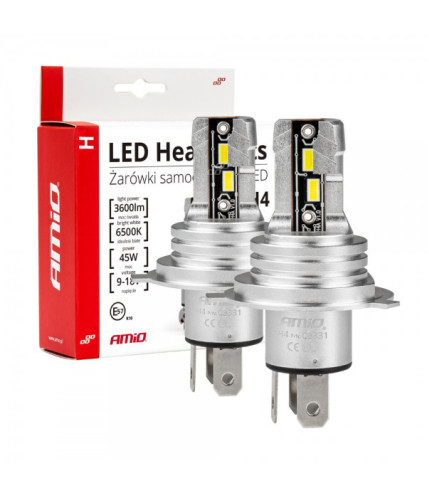 AMIO H4 H-SERIES ΛΑΜΠΕΣ LED 9>18V 42W 6500K 3600LM +200% CSP 2 TEM.