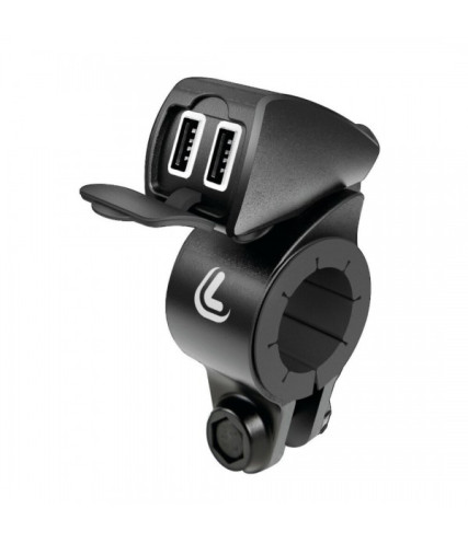 LAMPA ΔΙΠΛΟΣ TREK 12/24V AΔΙΑΒΡΟΧΟΣ ΦΟΡΤΙΣΤΗΣ USB ΜΕ ΒΑΣΗ ΣΤΗΡΙΞΗΣ ΤΙΜΟΝΙΟΥ 21>32MM 