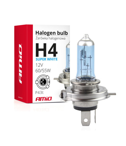 AMIO H4 ΛΑΜΠΑ ΑΛΟΓΟΝΟΥ 12V 60/55W 5500Κ P43T 1 ΤΕΜ.