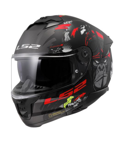 LS2 STREAM II FF808 ANGRY MONKEY ΚΡΑΝΟΣ FULL FACE MATT BLACK RED
