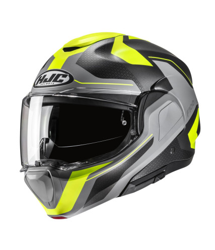HJC F100 BIOS MC3HSF ΚΡΑΝΟΣ FLIP UP SYSTEM KEVLAR TITANIUM FLUO