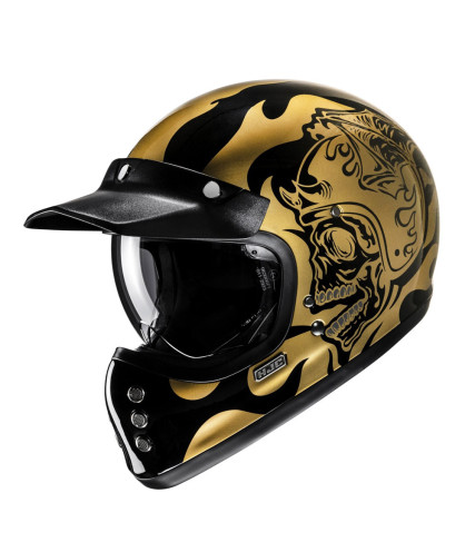 HJC V60 FLAME MC9 ΚΡΑΝΟΣ ΜΗΧΑΝΗΣ KEVLAR OFF ROAD VINTAGE GOLD BLACK