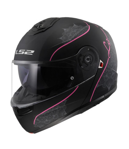 LS2 FF908 STROBE II LUX ΚΡΑΝΟΣ ΜΗΧΑΝΗΣ FLIP UP ΓΥΝΑΙΚΕΙΟ MATT BLACK PINK