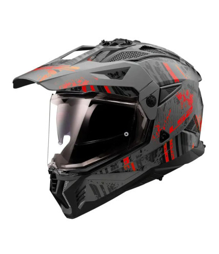 LS2 PIONEER II MX702 CRAZY ΚΡΑΝΟΣ ADVENTURE RED GREY
