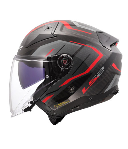 LS2 INFINITY II CARBON OF603 URUS ΚΡΑΝΟΣ JET RED GREY
