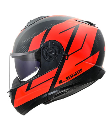 LS2 FF908 STROBE II CODE ΚΡΑΝΟΣ ΜΗΧΑΝΗΣ FLIP UP MATT RED BLACK