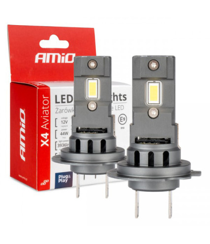 AMIO H7 ΛΑΜΠΕΣ LED CSP X4 SERIES AVIATOR PLUG & PLAY 12V 44W 6500K 3.936LM 2 ΤΕΜ. 