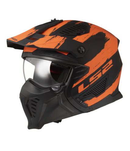 LS2 DRIFTER OF606 MUD ΚΡΑΝΟΣ JET ΜΕ ΜΑΣΚΑ ORANGE BLACK
