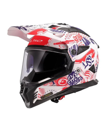LS2 PIONEER II MX702 FANTASY ΚΡΑΝΟΣ ADVENTURE MATT WHITE RED BLUE