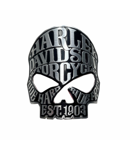 HARLEY DAVIDSON SKULL ΜΕΤΑΛΛΙΚΟ ΑΥΤΟΚΟΛΛΗΤΟ ΣΗΜΑ ΑΛΟΥΜΙΝΙΟΥ 