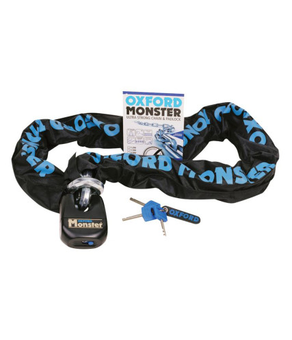 OXFORD MONSTER ΑΛΥΣΙΔΑ ΜΗΧΑΝΗΣ 14mm HEX CHAIN & PADLOCK 1.5M OF17