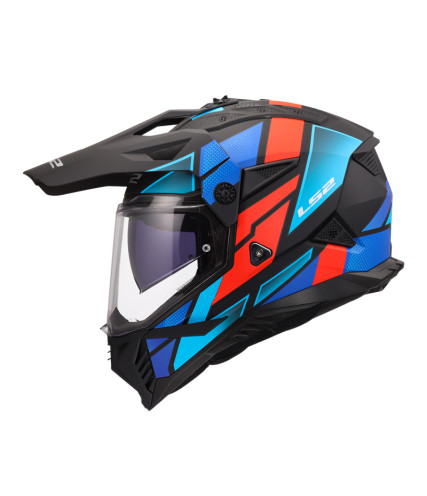 LS2 PIONEER II MX702 BLOCK ΚΡΑΝΟΣ ADVENTURE MATT BLACK RED BLUE
