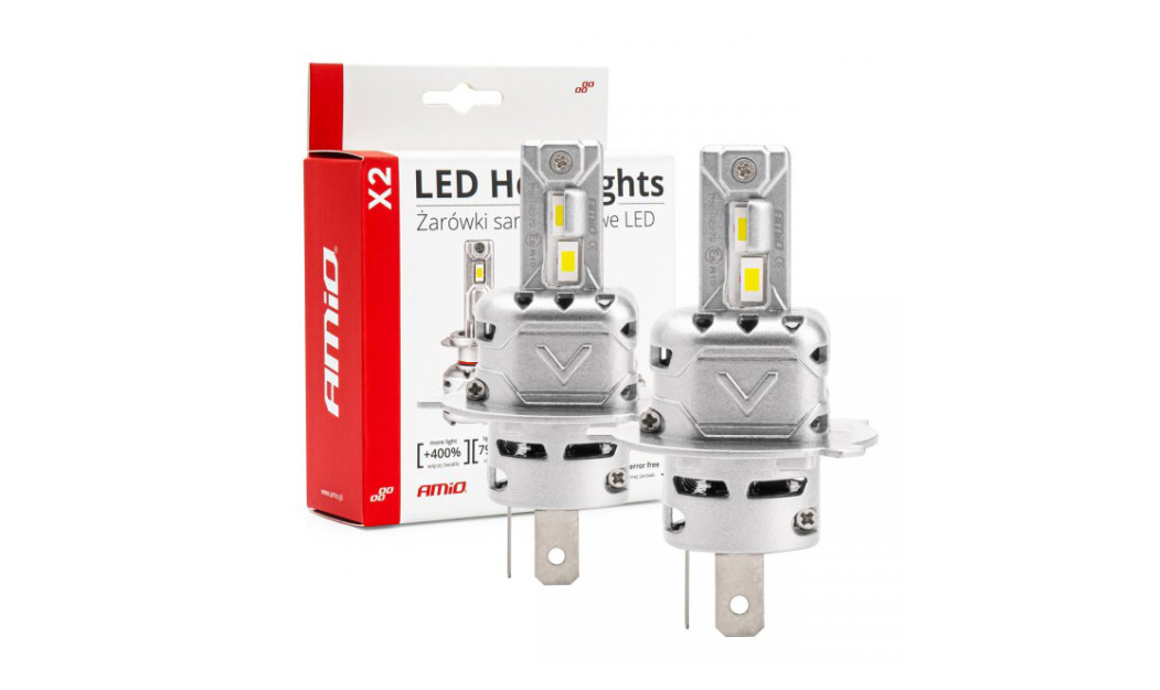 AMIO H4 X2 SERIES ΛΑΜΠΕΣ LED 10-16V 72W 6.500K 7920LM CANBUS (ΑΝΕΜΙΣΤΗΡΑΚΙ) 2ΤΕΜ.