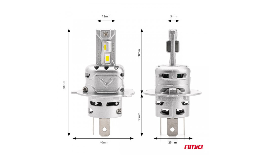 AMIO H4 X2 SERIES ΛΑΜΠΕΣ LED 10-16V 72W 6.500K 7920LM CANBUS (ΑΝΕΜΙΣΤΗΡΑΚΙ) 2ΤΕΜ.