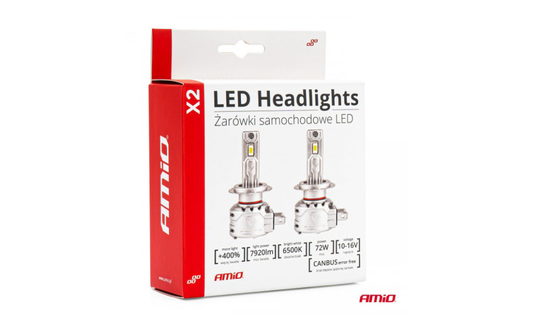 AMIO H4 X2 SERIES ΛΑΜΠΕΣ LED 10-16V 72W 6.500K 7920LM CANBUS (ΑΝΕΜΙΣΤΗΡΑΚΙ) 2ΤΕΜ.
