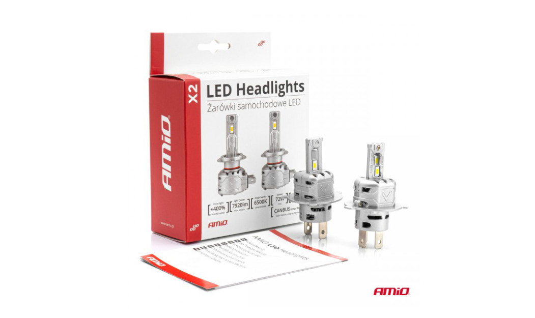 AMIO H4 X2 SERIES ΛΑΜΠΕΣ LED 10-16V 72W 6.500K 7920LM CANBUS (ΑΝΕΜΙΣΤΗΡΑΚΙ) 2ΤΕΜ.