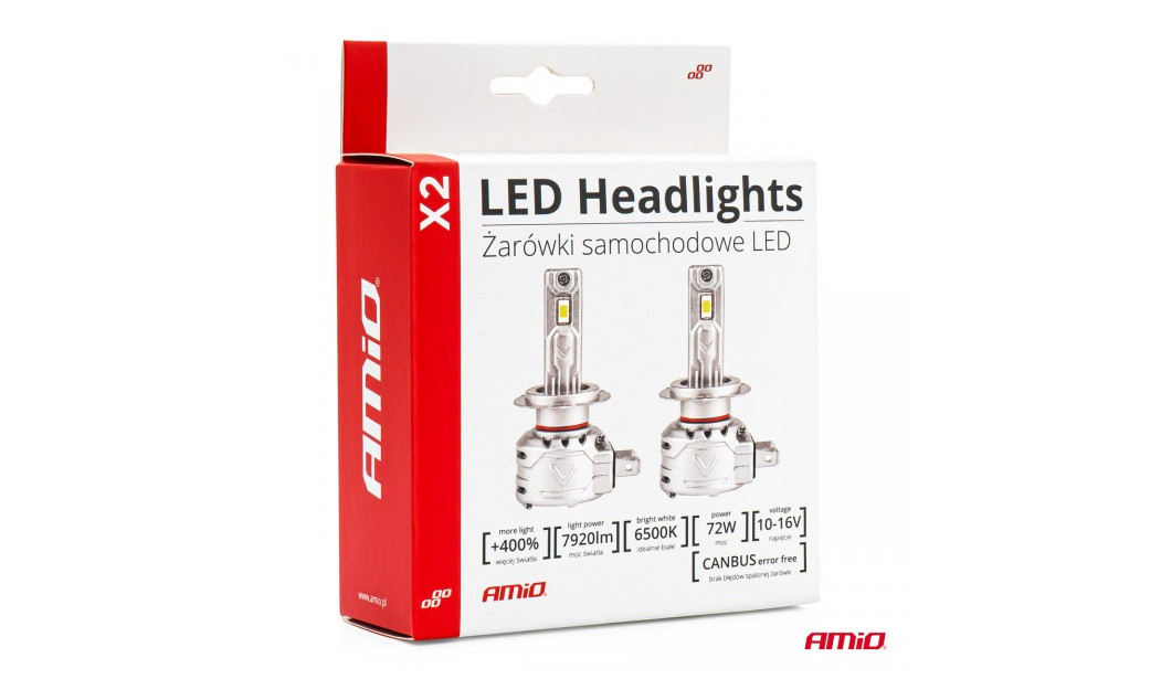 AMIO H7 X2 SERIES ΛΑΜΠΕΣ LED 10-16V 72W 6.500K 7920LM CANBUS (ΑΝΕΜΙΣΤΗΡΑΚΙ) 2ΤΕΜ.