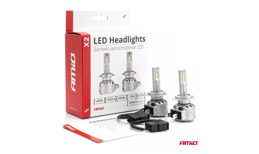 AMIO H7 X2 SERIES ΛΑΜΠΕΣ LED 10-16V 72W 6.500K 7920LM CANBUS (ΑΝΕΜΙΣΤΗΡΑΚΙ) 2ΤΕΜ.