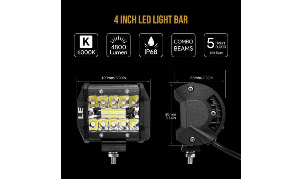 ΠΡΟΒΟΛΑΚΙΑ ΜΗΧΑΝΗΣ ΖΕΥΓΟΣ 20 CREE LED 60W WATERPROOF IP67 OEM