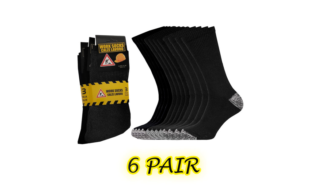 ΚΑΛΤΣΕΣ ΕΡΓΑΣΙΑΣ WORK SOCKS ΣΕΤ 6 ΖΕΥΓΗ BLACK