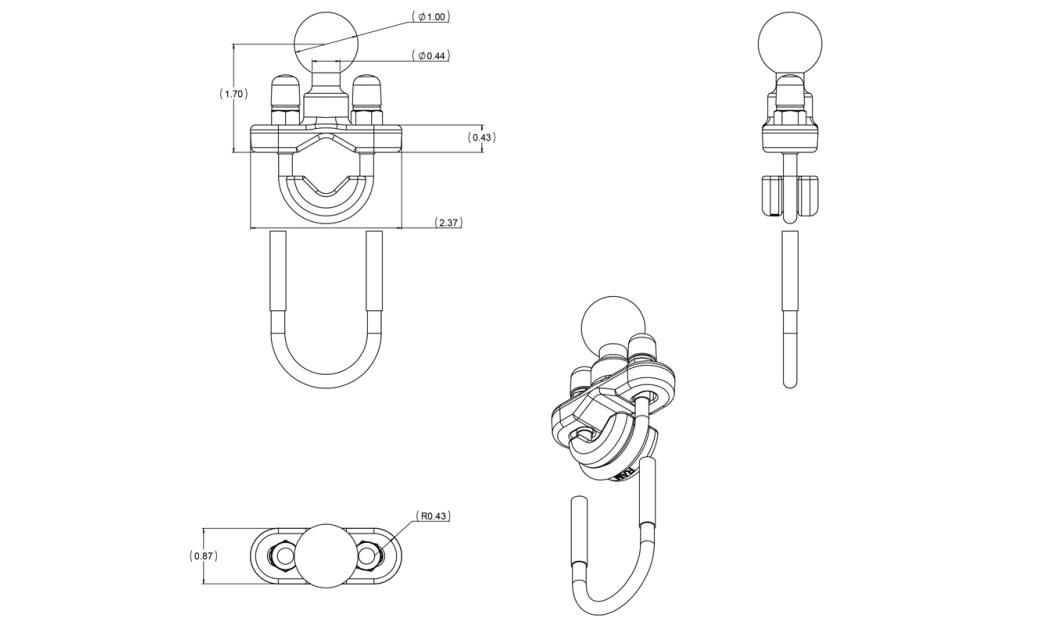 RAM-B-231ZU ΒΑΣΗ ΣΤΗΡΙΞΗΣ 13-32 MM