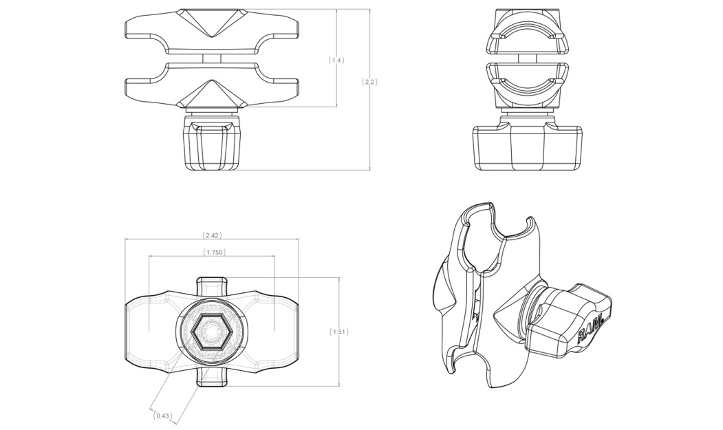 RAM-ΜΟUNT RAM-B-201U-A ΒΡΑΧΙΟΝΑΣ ΚΟΝΤΟΣ  6cm