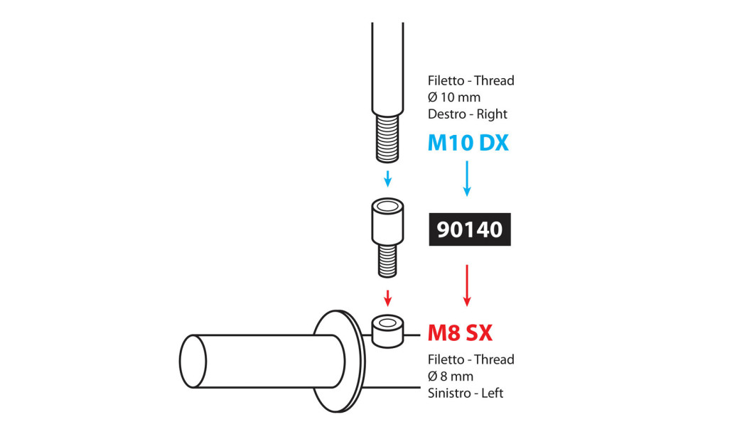 ΑΝΤΑΠΤΟΡΑΣ ΚΑΘΡΕΠΤΩΝ LAMPA 90140 Μ10 ΔΕΞΙ ΣΕ Μ8 ΑΡΙΣΤΕΡΟ