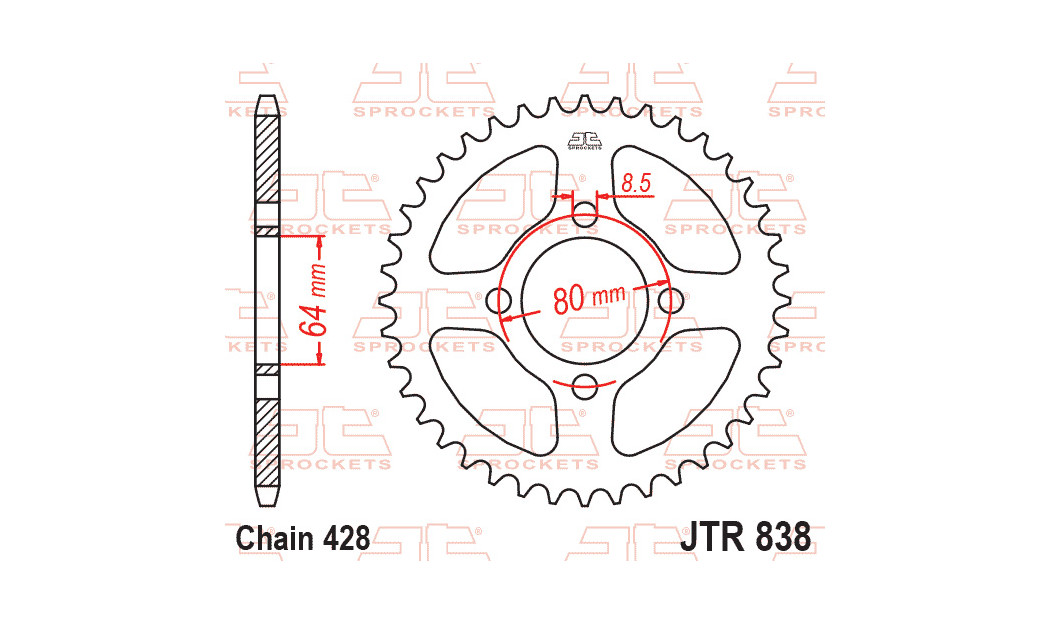 JT SPROCKETS ΠΙΣΩ ΓΡΑΝΑΖΙ CRYPTON R/ T JTR838-36