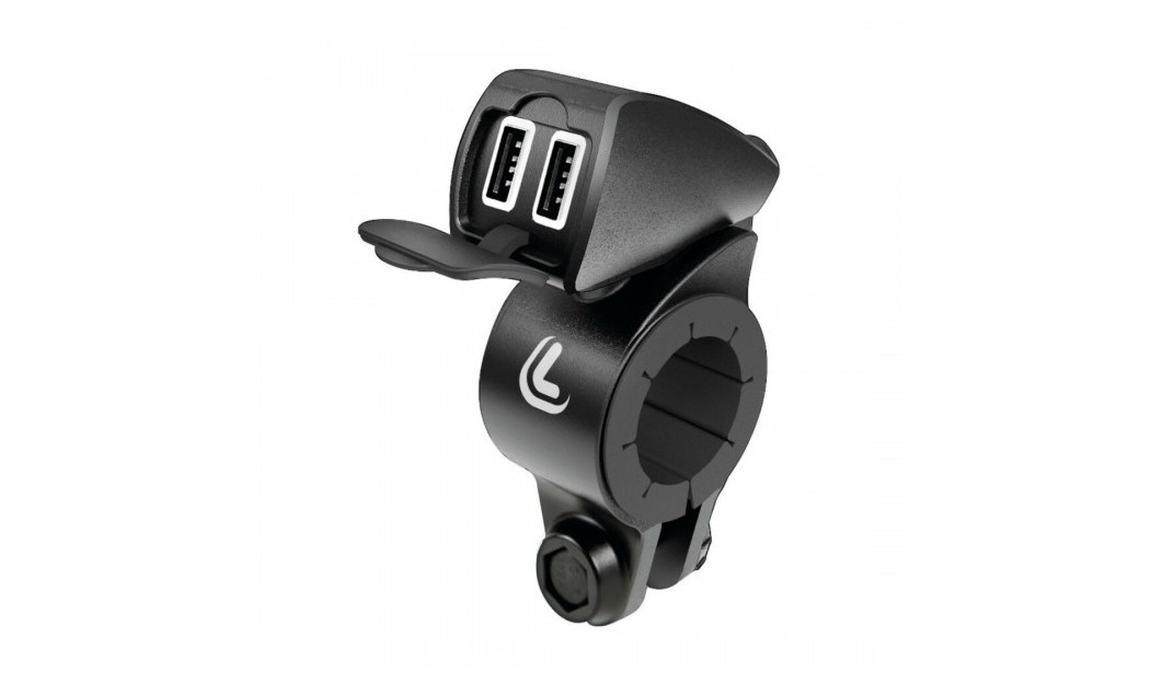 LAMPA ΔΙΠΛΟΣ TREK 12/24V AΔΙΑΒΡΟΧΟΣ ΦΟΡΤΙΣΤΗΣ USB ΜΕ ΒΑΣΗ ΣΤΗΡΙΞΗΣ ΤΙΜΟΝΙΟΥ 21>32MM 