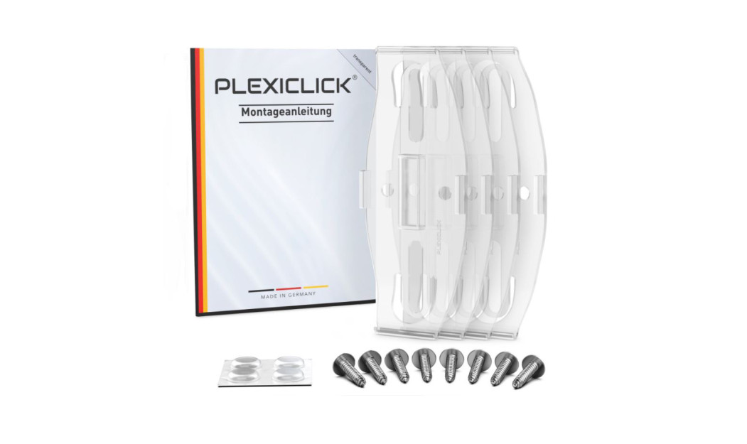 PLEXICLICK® V2 ΠΛΑΙΣΙΑ ΠΙΝΑΚΙΔΑΣ ΠΛΕΞΙΓΚΛΑΣ ΔΙΑΦΑΝΑ ΓΙΑ 2 ΠΙΝΑΚΙΔΕΣ 112MM -113MM