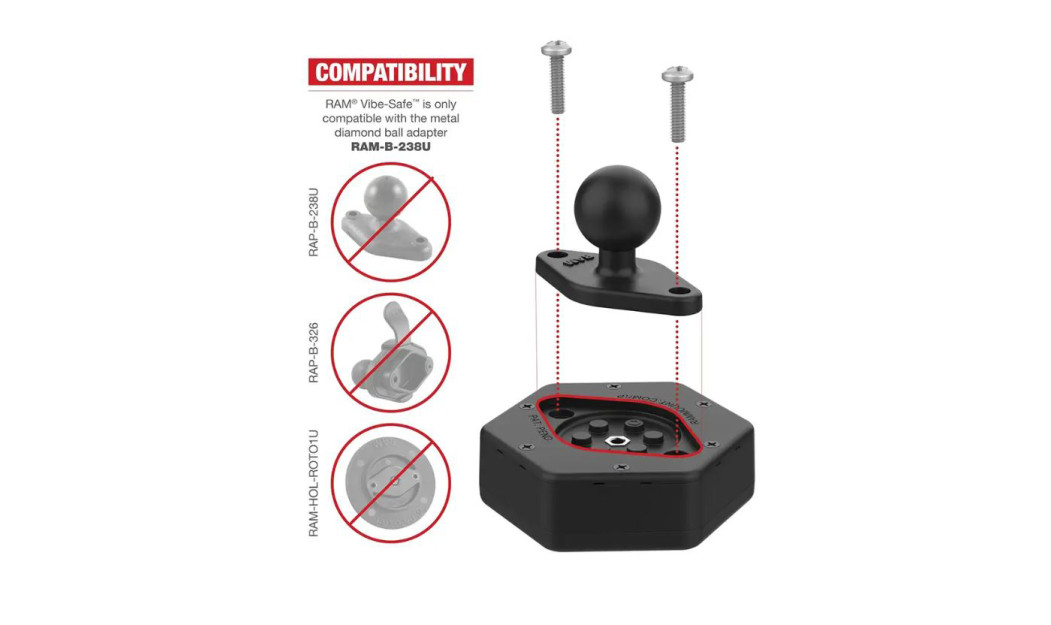 RAM MOUNT ΑΝΤΙΚΡΑΔΑΣΜΙΚΟΣ ΑΝΤΑΠΤΟΡΑΣ ΓΙΑ ΒΑΣΗ ΚΙΝΗΤΟΥ VIBE-SAFE ADAPTER