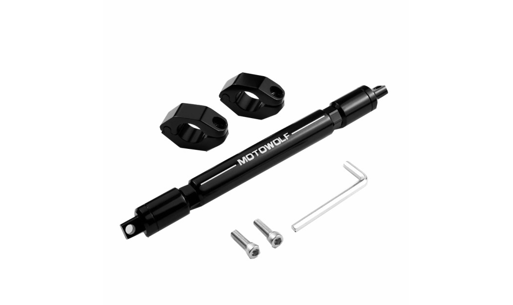 MOTOWOLF UNIVERSAL ΜΠΑΡΑΚΙ ΤΙΜΟΝΙΟΥ ΑΛΟΥΜΙΝΙΟΥ ΡΥΘΜΙΖΟΜΕΝΟ 22MM 32 – 37.5CM ΜΑΥΡΟ