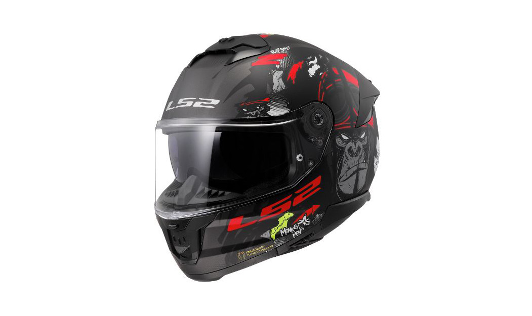 LS2 STREAM II FF808 ANGRY MONKEY ΚΡΑΝΟΣ FULL FACE MATT BLACK RED