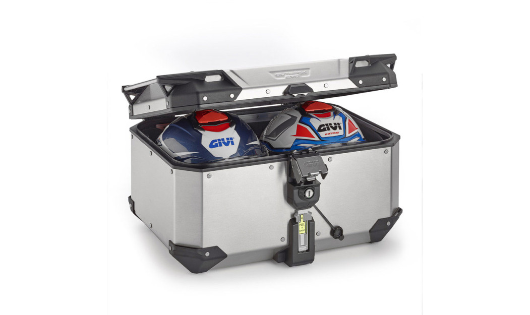 ΒΑΛΙΤΣΑ ΜΗΧΑΝΗΣ ΤΕΤΡΑΓΩΝΗ ΑΛΟΥΜΙΝΙΟΥ ΑΣΗΜΙ GIVI OBKEV58A EVO 58LT MONOKEY ΧΩΡΙΣ ΠΙΑΣΤΡΑ ΚΑΙ ΚΛΕΙΔΙ