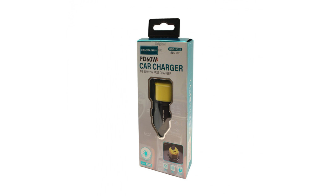 KOUVOLSEN ΦΟΡΤΙΣΤΗΣ ΑΥΤΟΚΙΝΗΤΟΥ USB PD60W12-24V TYPE-C X 2
