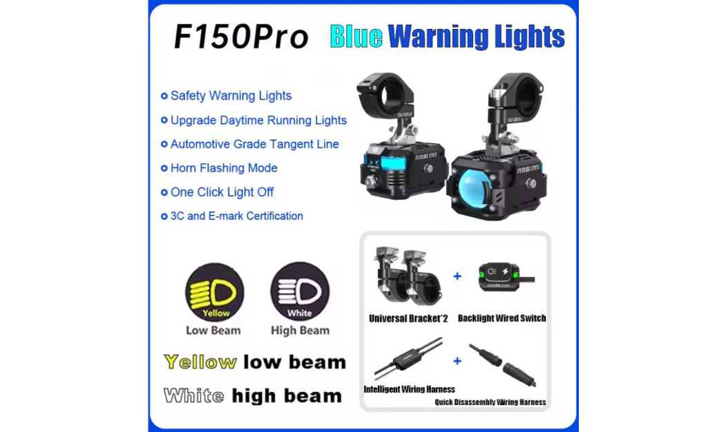 FUTURE EYES F150 PRO (ΜΕ DRL) LED 60W IP67 6000LM ΠΡΟΒΟΛΑΚΙΑ ΜΗΧΑΝΗΣ ΣΕΤ ΚΙΤΡΙΝΟ/ ΛΕΥΚΟ
