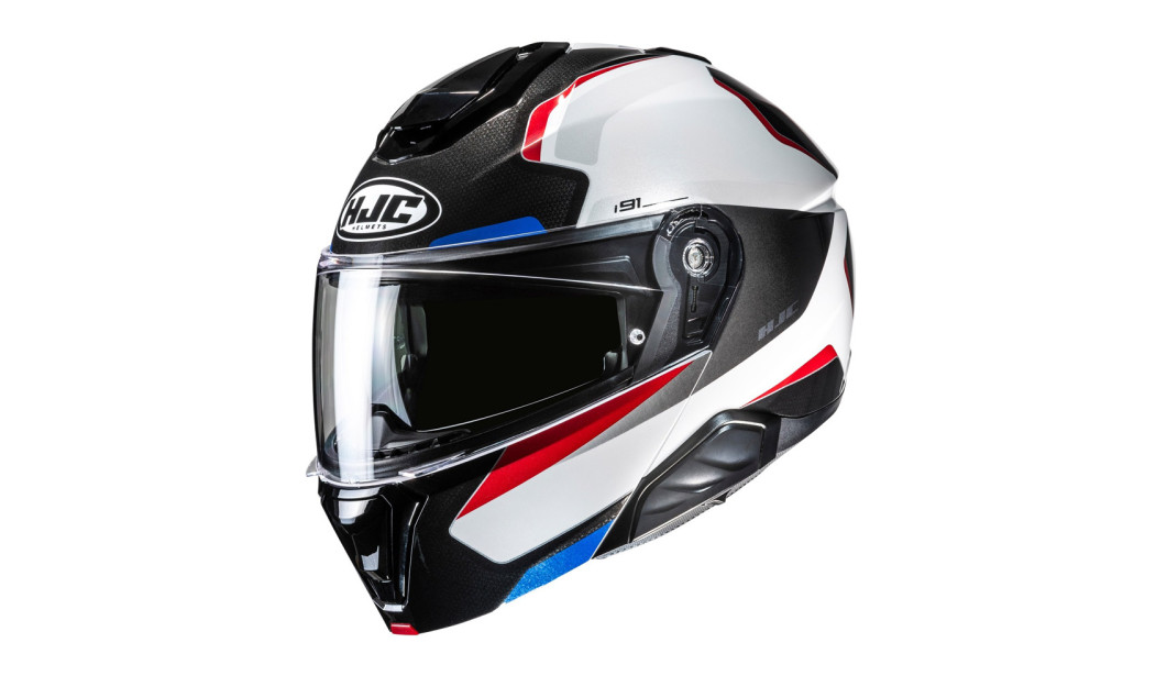 HJC i91 FELIO ΚΡΑΝΟΣ ΜΗΧΑΝΗΣ FLIP UP RED BLUE WHITE 