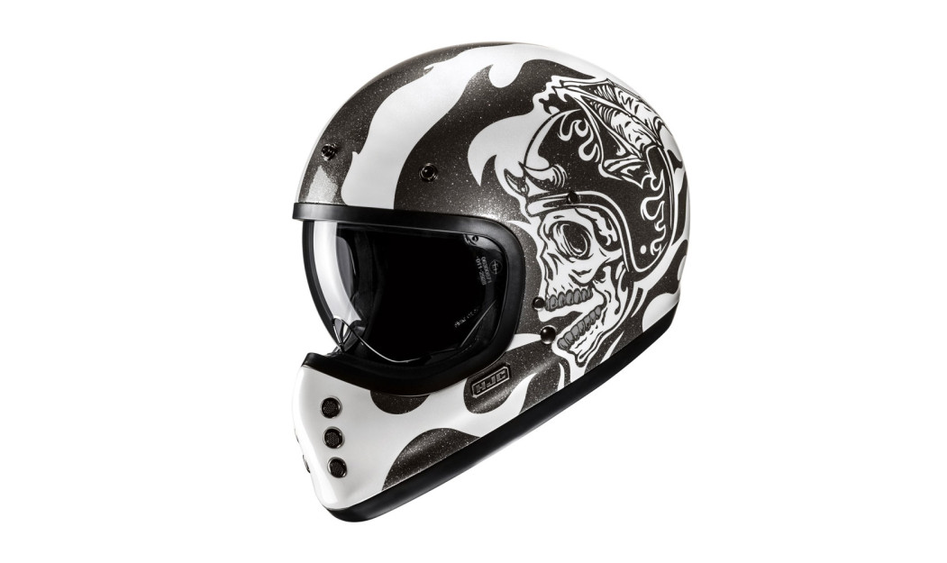 HJC V60 FLAME MC5 ΚΡΑΝΟΣ ΜΗΧΑΝΗΣ KEVLAR OFF ROAD VINTAGE BLACK WHITE