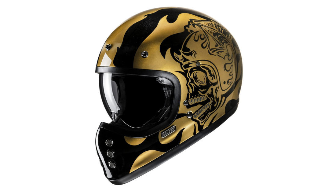 HJC V60 FLAME MC9 ΚΡΑΝΟΣ ΜΗΧΑΝΗΣ KEVLAR OFF ROAD VINTAGE GOLD BLACK
