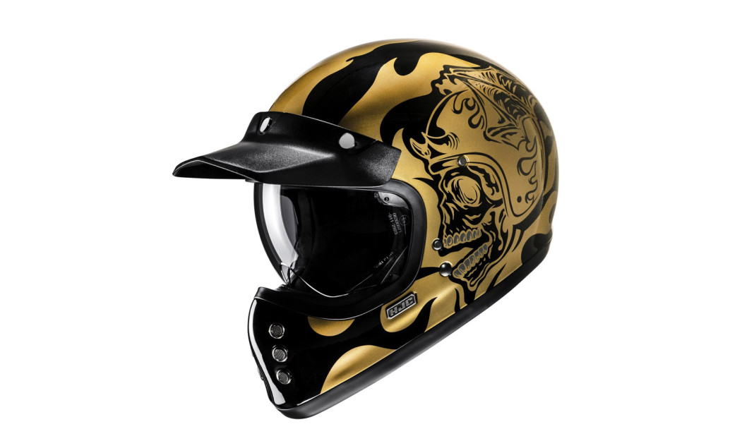 HJC V60 FLAME MC9 ΚΡΑΝΟΣ ΜΗΧΑΝΗΣ KEVLAR OFF ROAD VINTAGE GOLD BLACK