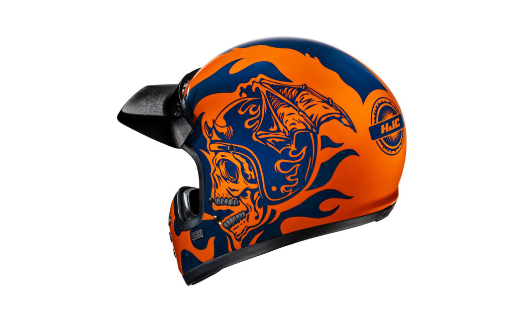 HJC V60 FLAME MC27 ΚΡΑΝΟΣ ΜΗΧΑΝΗΣ KEVLAR OFF ROAD VINTAGE ORANGE BLUE