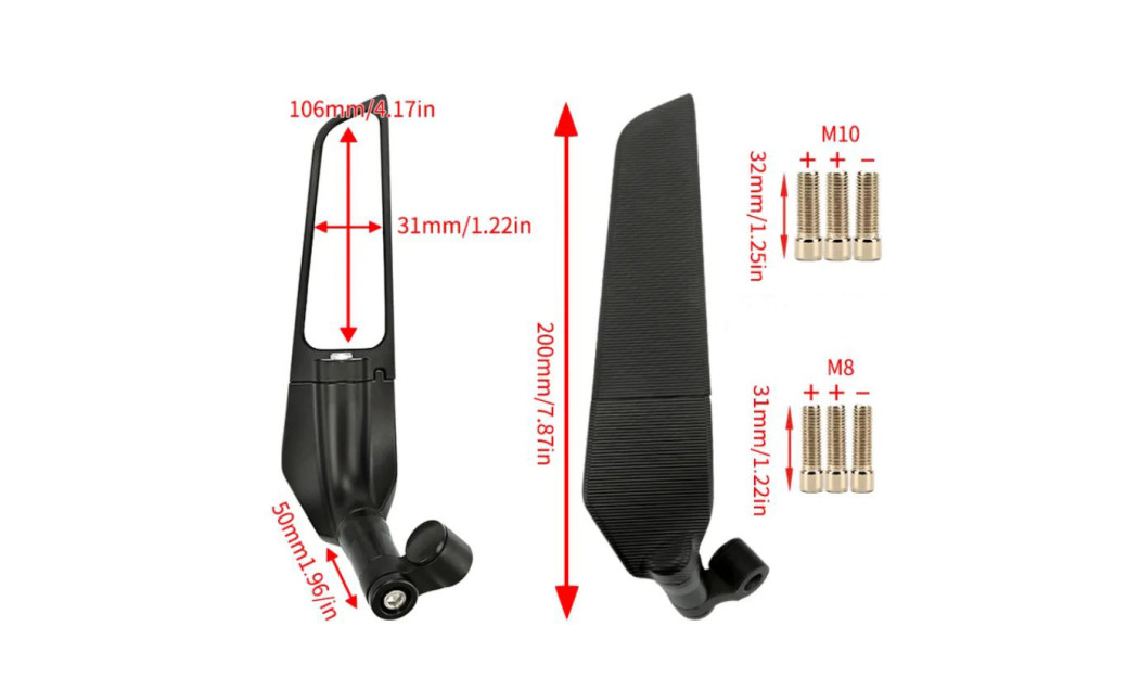 UNIVERSAL ΚΑΘΡΕΠΤΕΣ ΜΗΧΑΝΗΣ RACING CNC ΡΥΘΜΙΖΟΜΕΝΟΙ 8MM/ 10MM ΜΑΥΡΟΙ