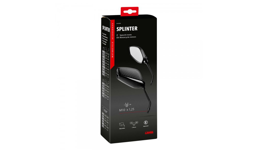 LAMPA SPLINTER ΚΑΘΡΕΠΤΕΣ MOTO M10x1,25 - 2 ΤΕΜ. ΜΑΥΡΟ/ CARBON ΧΡΩΜΑ