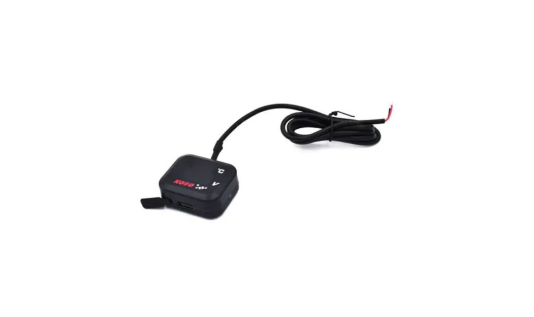 KOSO ΨΗΦΙΑΚΟ ΑΔΙΑΒΡΟΧΟ ΒΟΛΤΟΜΕΤΡΟ & ΘΕΡΜΟΜΕΤΡΟ ΜΟΤΟΣΙΚΛΕΤΑΣ USB D0203-S2 ΜΑΥΡΟ