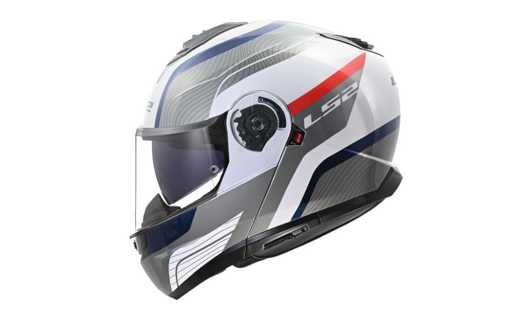 LS2 FF908 STROBE II MONZA ΚΡΑΝΟΣ ΜΗΧΑΝΗΣ FLIP UP GREY WHITE