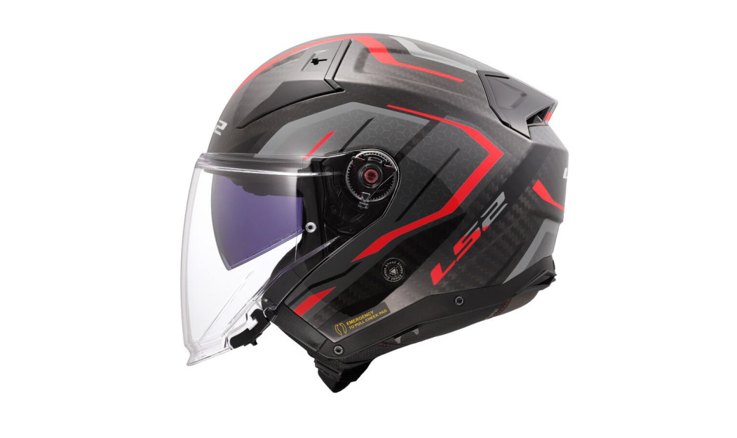 LS2 INFINITY II CARBON OF603 URUS ΚΡΑΝΟΣ JET RED GREY