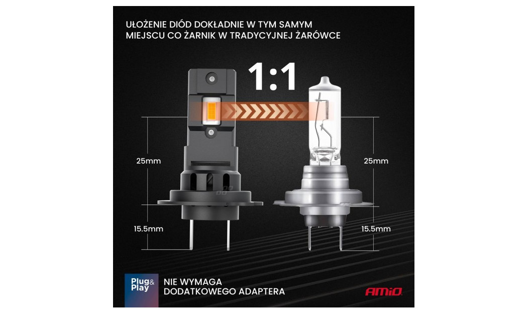 AMIO H7 ΛΑΜΠΕΣ LED CSP X4 SERIES AVIATOR PLUG & PLAY 12V 44W 6500K 3.936LM 2 ΤΕΜ. 