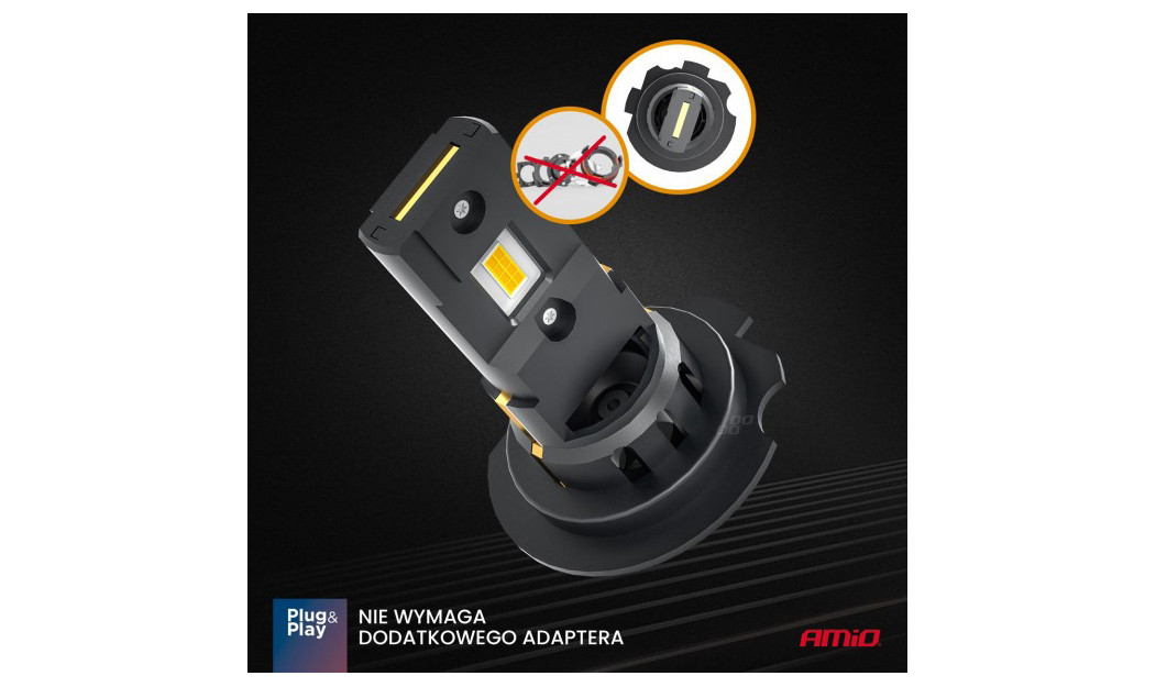 AMIO H7 ΛΑΜΠΕΣ LED CSP X4 SERIES AVIATOR PLUG & PLAY 12V 44W 6500K 3.936LM 2 ΤΕΜ. 