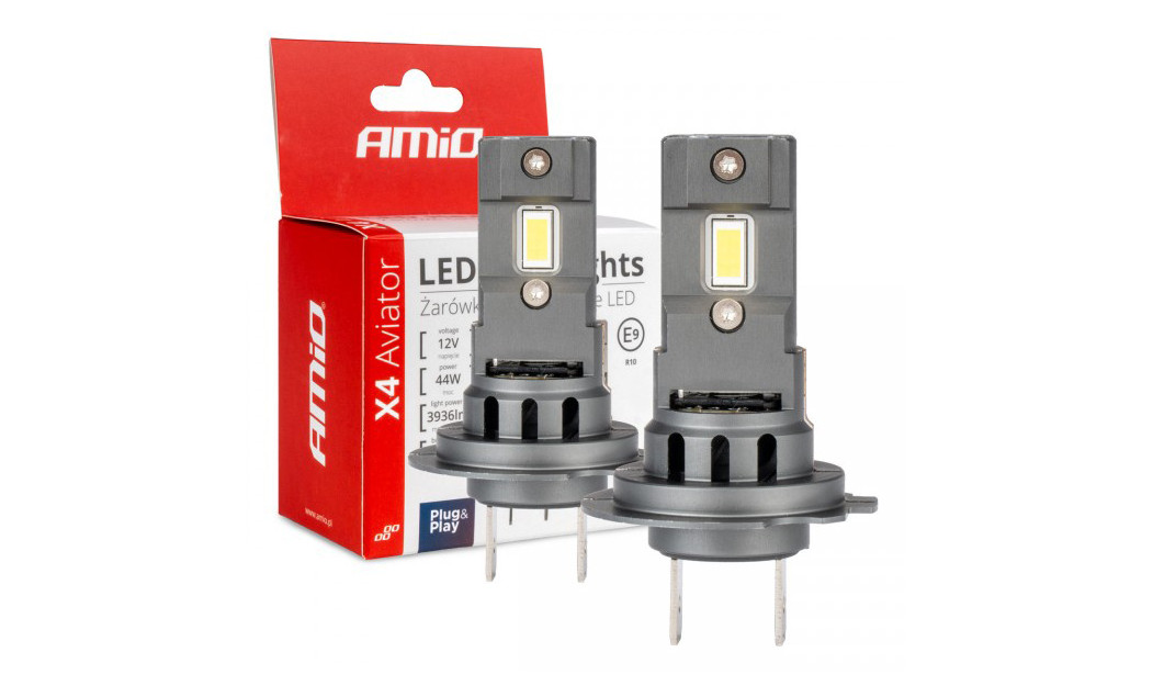AMIO H7 ΛΑΜΠΕΣ LED CSP X4 SERIES AVIATOR PLUG & PLAY 12V 44W 6500K 3.936LM 2 ΤΕΜ. 